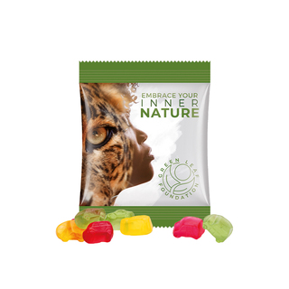 Minitüte,10 g, Folie weiß, Trolli Fruchtgummi Auto-Mischung