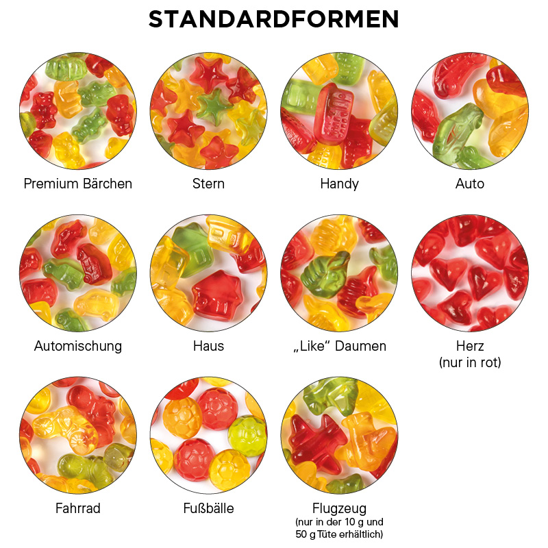 Maxitüte 50 g, 120 x 1450, Trolli Fruchtgummi Standardformen