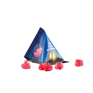 Fruchtgummi Tetraeder, Folie transparent, Trolli Fruchtgummi Herz rot