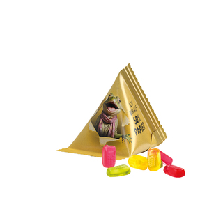 Fruchtgummi Tetraeder, Papierfolie weiß, Trolli Fruchtgummi Handy