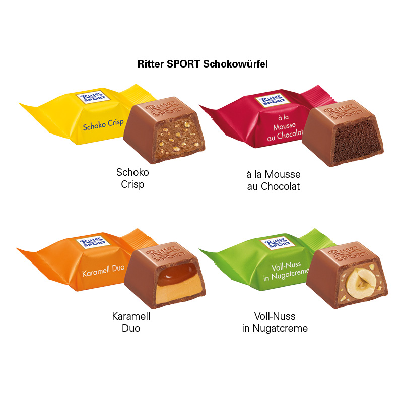 Standbodenbox, Ritter SPORT Schokowürfel Vollnuss Nougatcreme