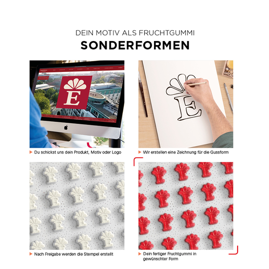 Minitüte Sonderform, 15 g, Folie weiß, Fruchtgummi 10 % Fruchtsaftanteil