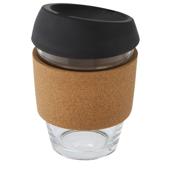 Lidan 360 ml Becher aus Borosilikatglas mit Korkgriff und Silikondeckel