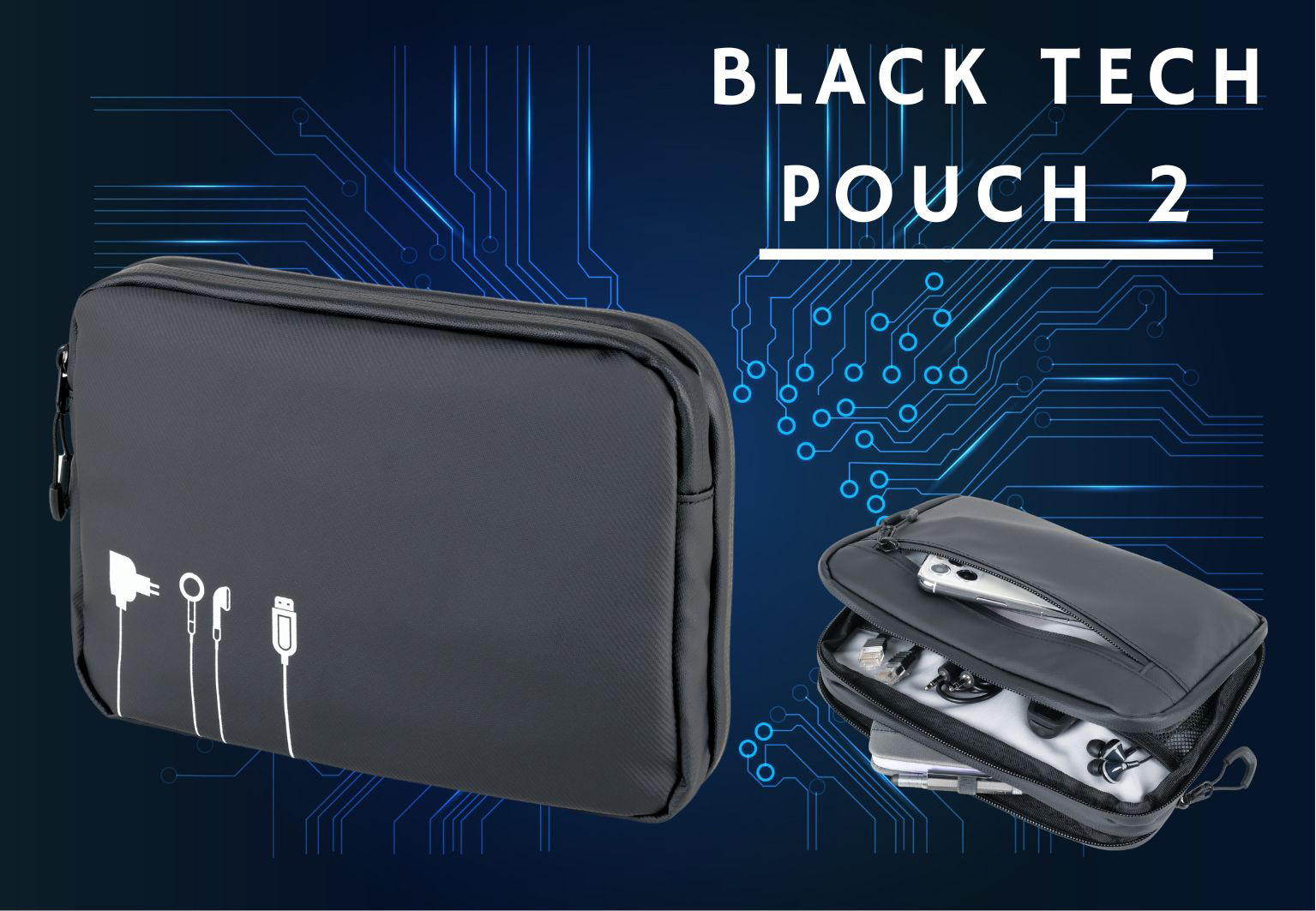 TROIKA Kabeltasche TROIKA BLACK TECH POUCH 2