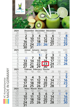 4-Monats-Kalender Budget 4 green+blue, blau