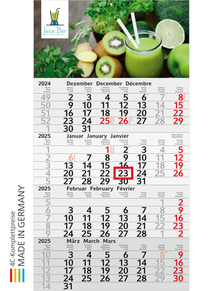 4-Monats-Kalender Budget 4 green+blue, rot