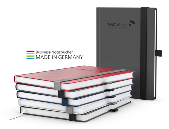 Notizbuch Vision-Book White Bestseller A4, dunkelblau inkl. Prägung schwarz-glänzend
