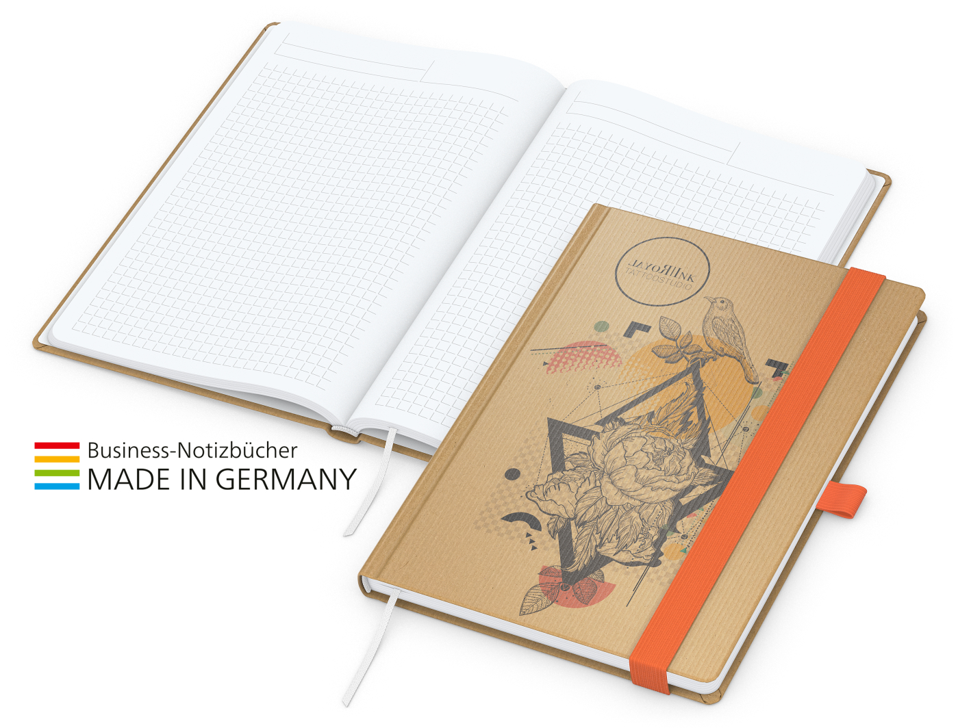 Match-Book White Bestseller A5 Natura braun-individuell, orange
