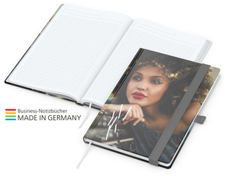 Notizbuch Match-Book White Bestseller A5 Cover-Star gloss-individuell, silbergrau
