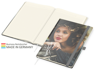 Notizbuch Match-Book Creme Bestseller A4 Cover-Star gloss-individuell, silbergrau