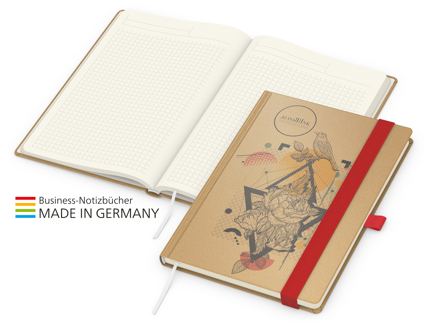 Notizbuch Match-Book Creme Bestseller Natura braun-individuell  A5, rot