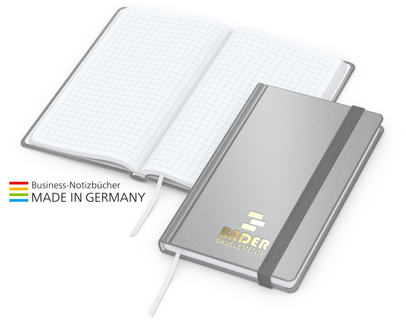 Notizbuch Easy-Book Comfort Bestseller Pocket, silber inkl. Goldprägung