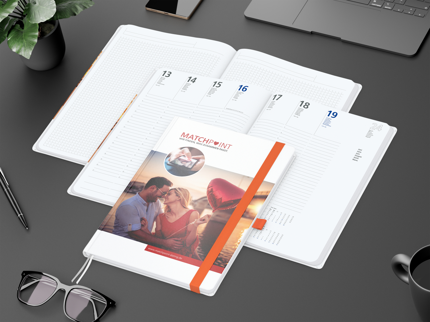 Wochenplaner Match-Hybrid White Bestseller, A4, Cover-Star matt, orange