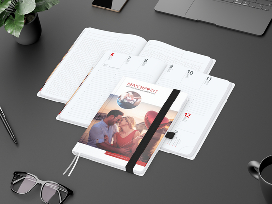Wochenplaner Match-Hybrid White Bestseller, A5, Cover-Star gloss-individuell, schwarz