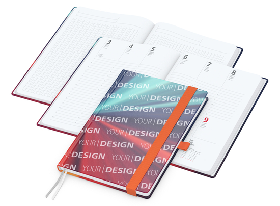 Wochenplaner Match-Hybrid White Bestseller, A5, Cover-Star matt-individuell, orange