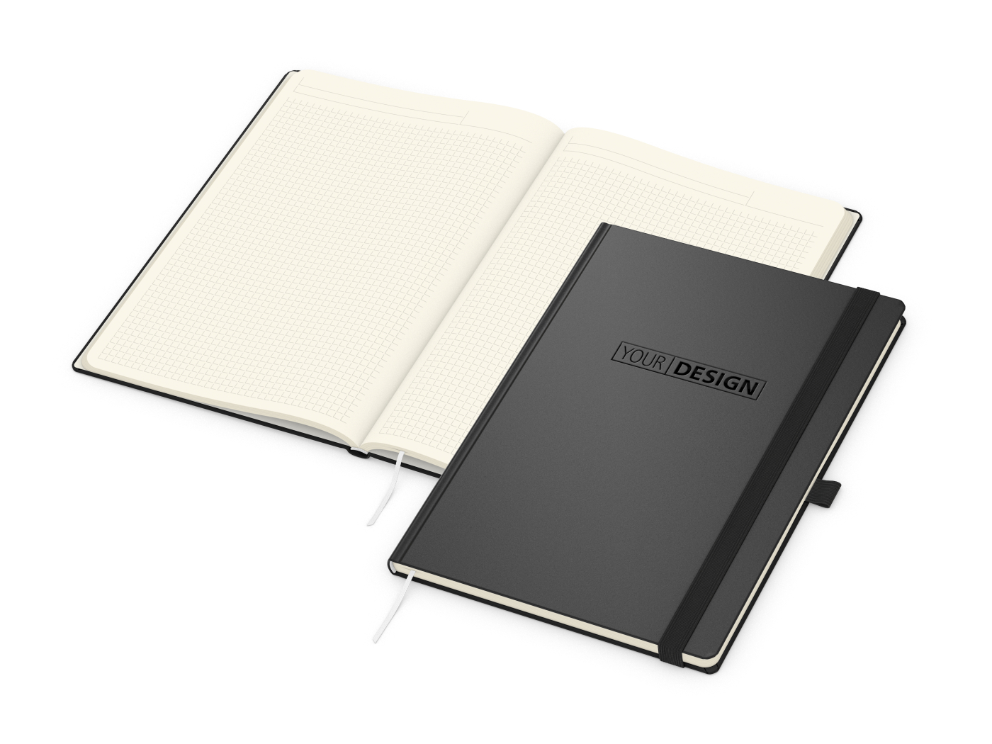 Notizbuch Vision-Book Creme Bestseller, A4, schwarz inkl. Prägung schwarz-glänzend