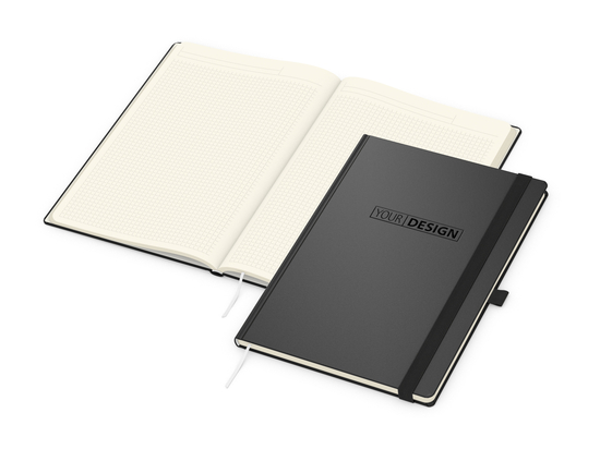 Notizbuch Vision-Book Creme Bestseller, A4, schwarz inkl. Prägung schwarz-glänzend