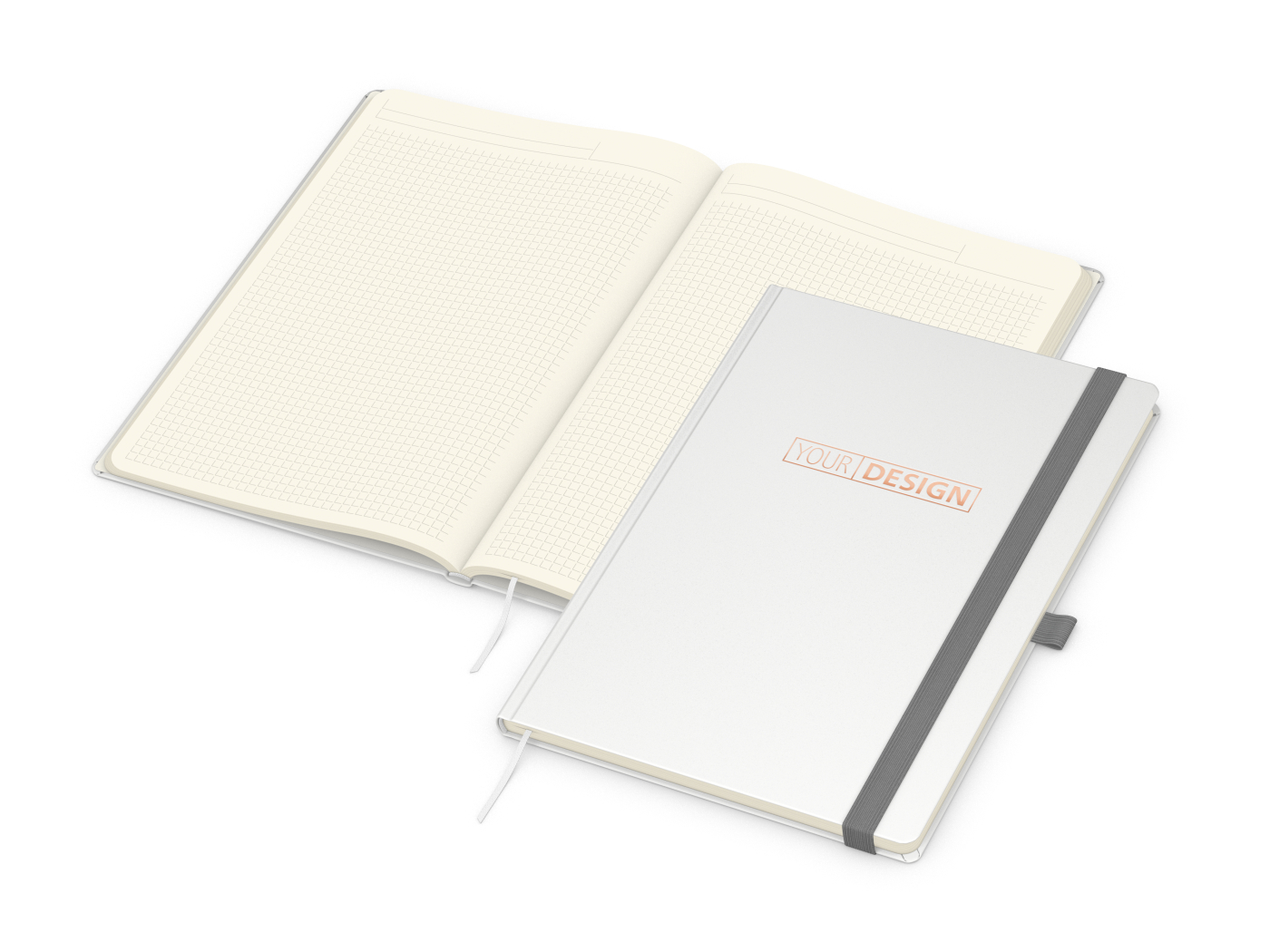 Notizbuch Vision-Book Creme Bestseller, A4, weiß inkl. Kupferprägung