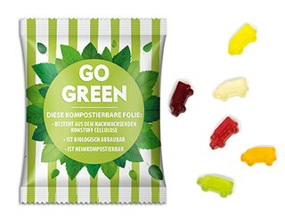 Fruchtgummi Standardformen 10 g LKW transparente kompostierbare Folie