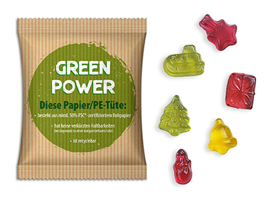 Fruchtgummi Weihnachtsedition 10 g  Papier/PE-Verbundfolie weiß