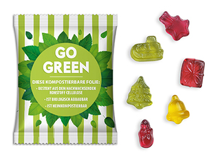 Fruchtgummi Weihnachtsedition 10 g  transparente kompostierbare Folie