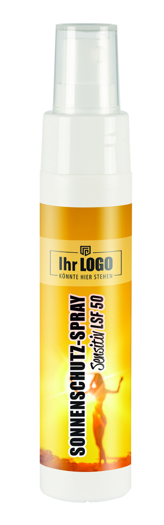 50 ml Sprayflasche "Slim" mit Sonnenschutz-Spray "Sensitiv" LSF 50 - inkl. Loopi