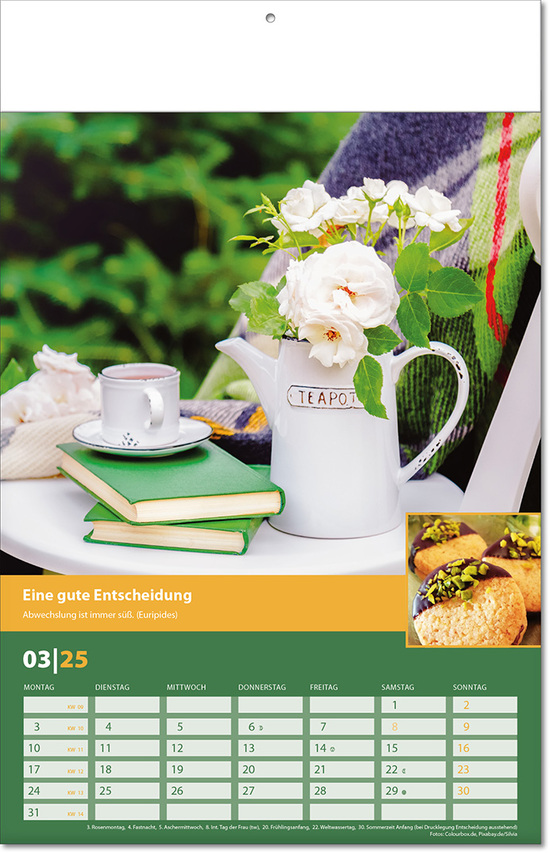Kalender "Landlaune" im Format 24 x 37,5 cm, mit Fälzel