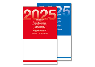 Taschenkalender "Typus" im Format 9 x 15 cm, Kalendarium Blau/Schwarz, 48 Seiten gebunden, Kartoneinband