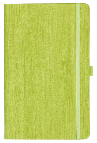 Notizbuch Style Medium im Format 13x21cm, Inhalt kariert, Einband Woody in der Farbe Lime