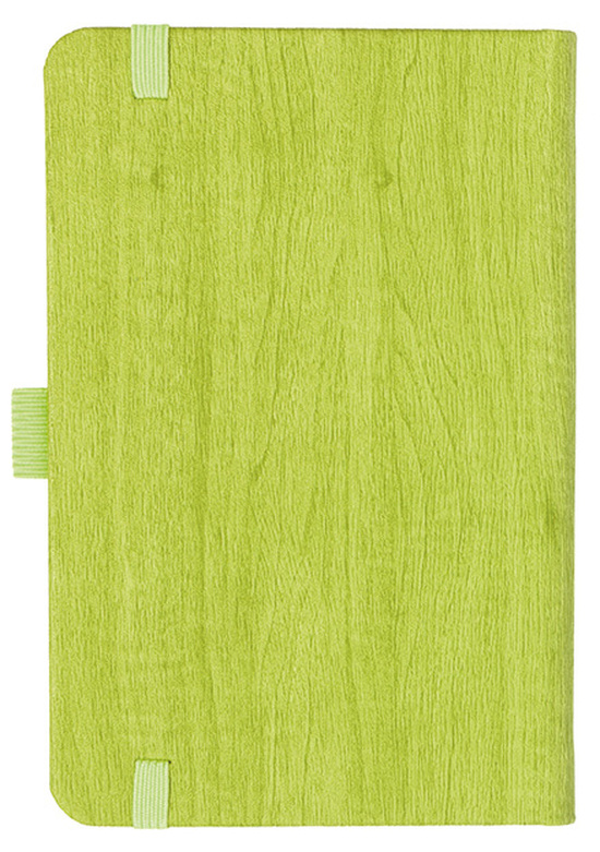 Notizbuch Style Small im Format 9x14cm, Inhalt kariert, Einband Woody in der Farbe Lime