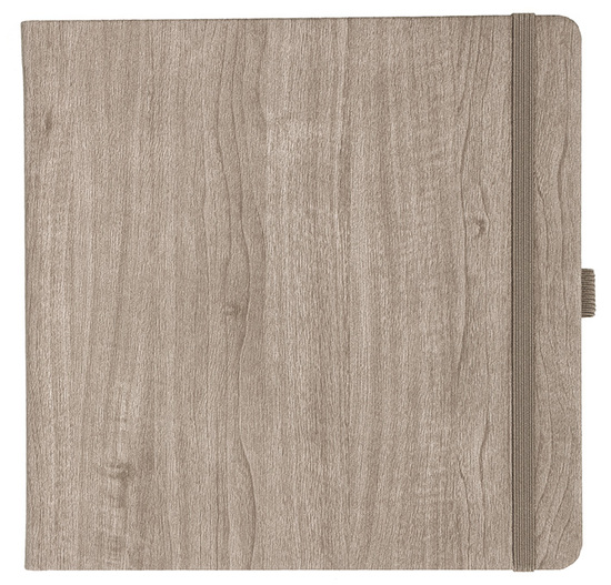 Notizbuch Style Square im Format 17,5x17,5cm, Inhalt liniert, Einband Woody in der Farbe Sludge