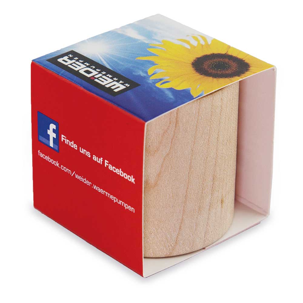 Pflanz-Holz rund mit Samen - Petersilie, Lasergravur