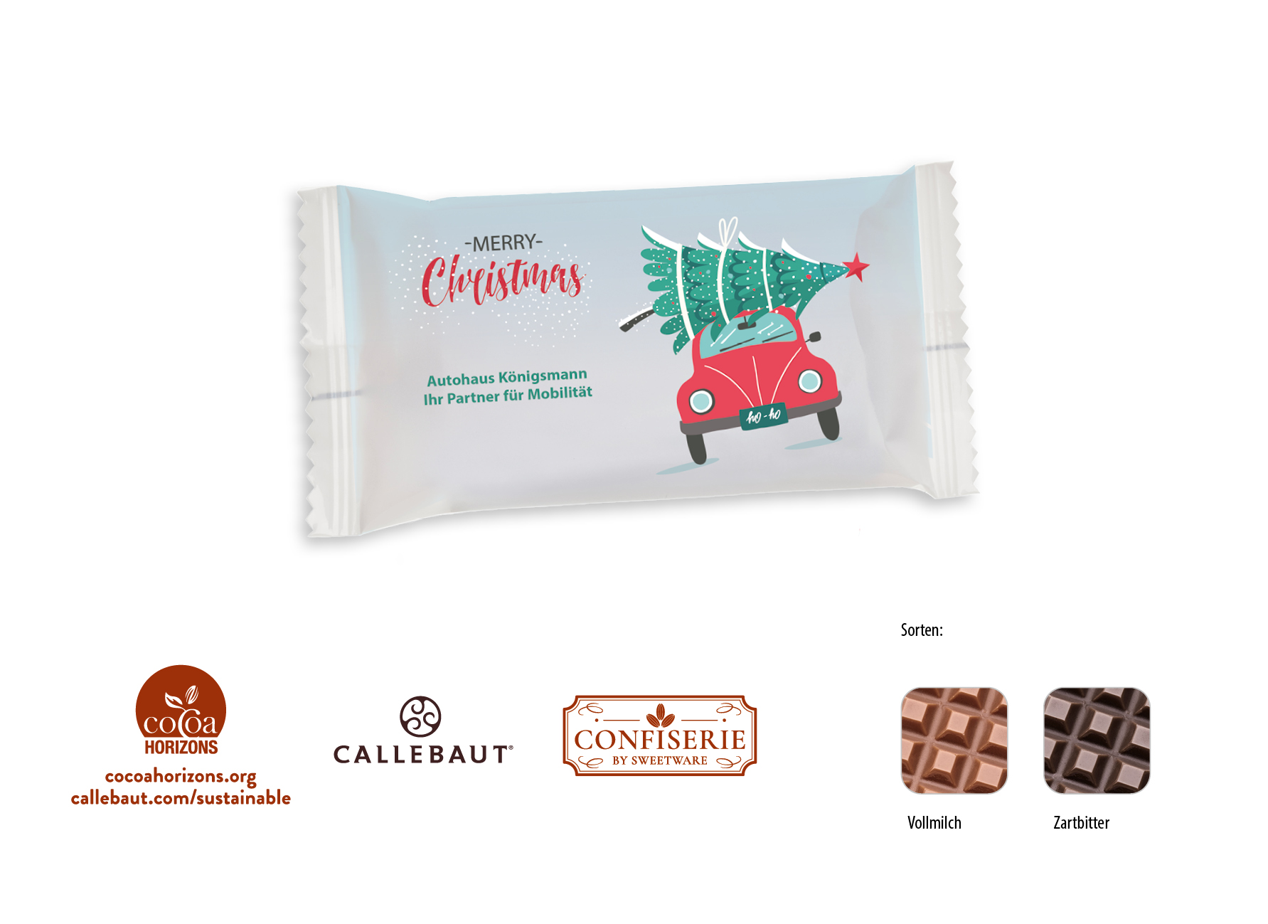 Schokolade 20 g Tafel, Inhalt: Callebaut Vollmilch ca. 20 g