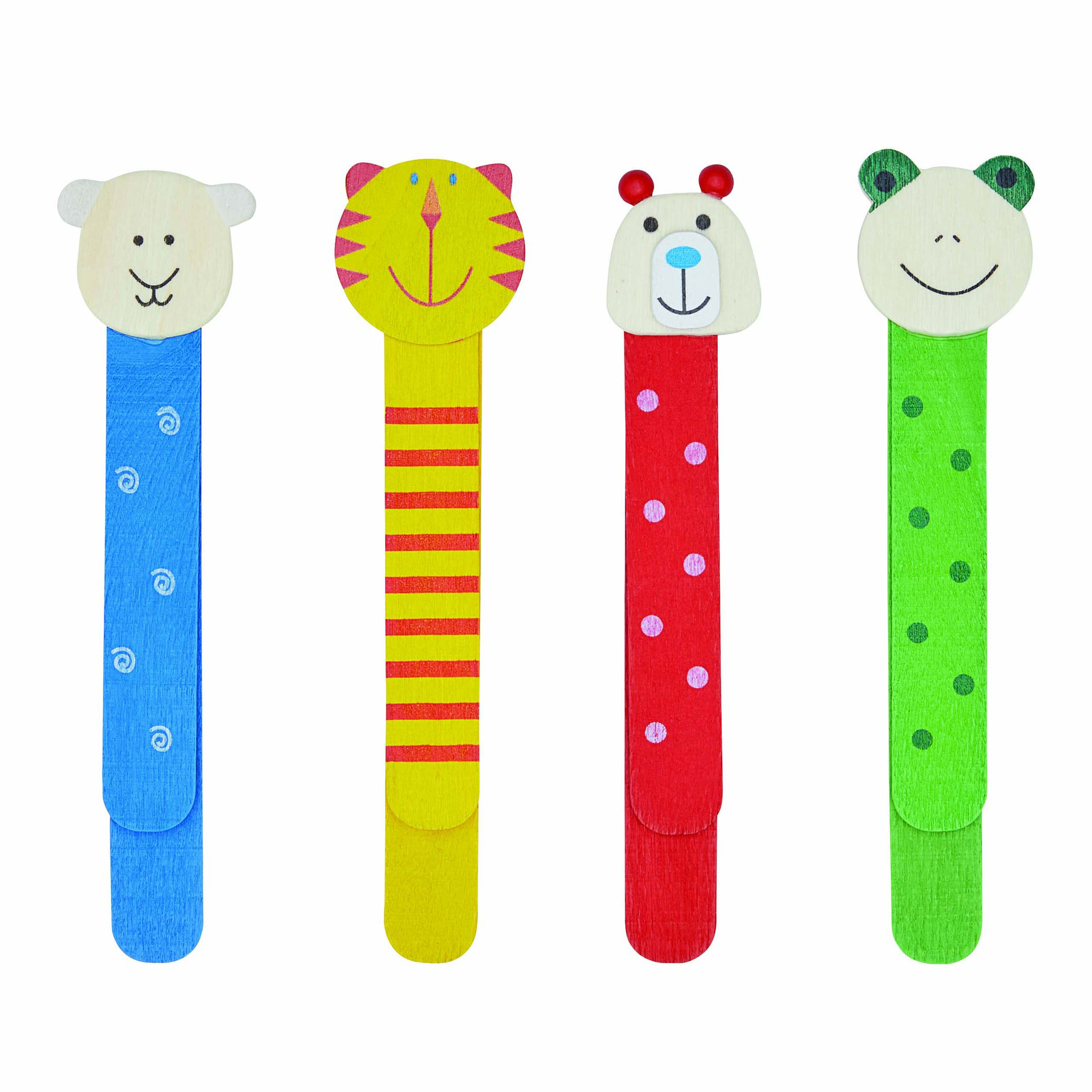 Holz-Lesezeichen FUNNY ANIMALS, 4-fach sortiert, Preis pro Stück