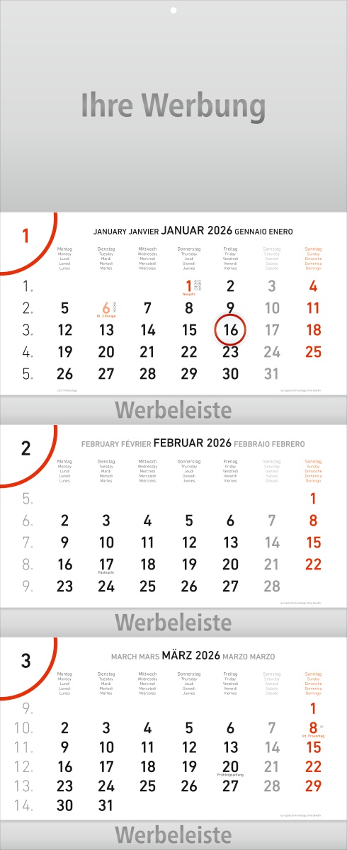 Dreimonatsplaner Future-trio-plus rot