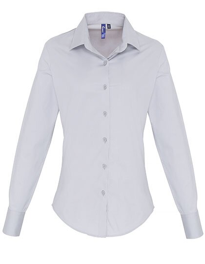 Ladies Stretch Fit Poplin Long Sleeve Cotton Shirt