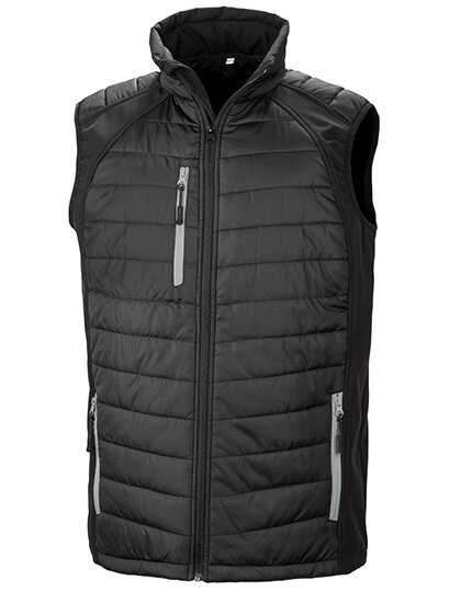 Black Compass Padded Soft Shell Gilet