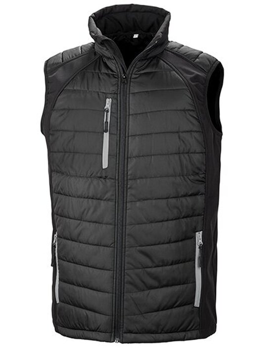 Black Compass Padded Soft Shell Gilet